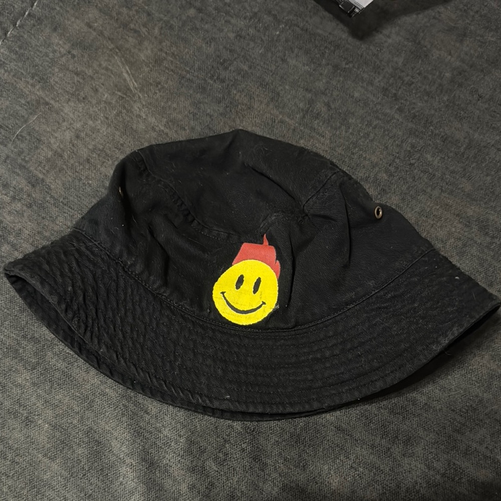 Black Kids Bucket Hat with Smiley Design